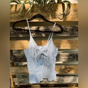 Blue and white stripe bow top
